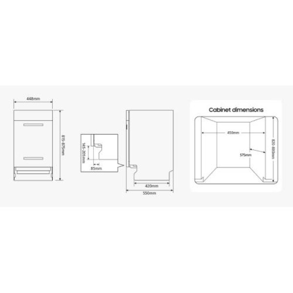 Nõudepesumasin samsung, integreeritav, 45 cm, 44 db