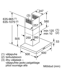 Õhupuhastaja bosch, seina, 60 cm, 605 m³/h, 69 db, rv teras-foto5