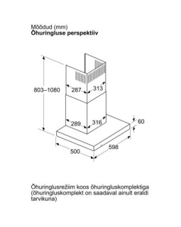 Õhupuhastaja bosch, seina, 60 cm, 699 m³/h, 68 db, matt must-foto6