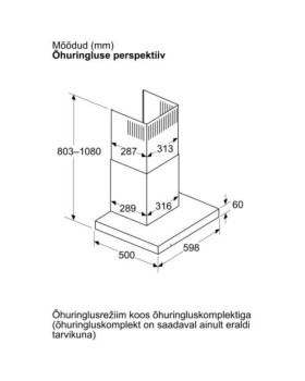 Õhupuhastaja bosch, seina, 60 cm, 699 m³/h, 68 db, matt must-foto6