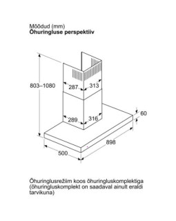 Õhupuhastaja bosch, seina, 90 cm, 400 m³/h, 67 db, rv teras-foto5