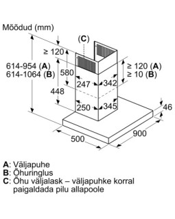 Õhupuhastaja bosch, seina, 90 cm, 440 m³/h, 55 db, rv teras-foto5