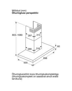 Õhupuhastaja bosch, seina, 90 cm, 699 m³/h, 68 db, matt must-foto6