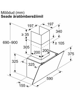 Õhupuhastaja bosch, seina, 60 cm, 430m³/h, must-foto6
