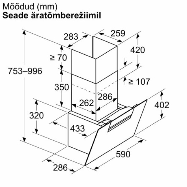 Õhupuhastaja bosch, seina, 60 cm, 431m³/h, must Kodumasinad