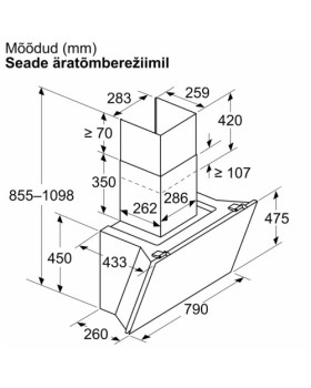 Õhupuhastaja bosch, seina, 80 cm, 438m³/h, must-foto5