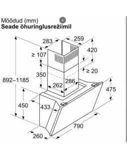 Õhupuhastaja bosch, seina, 80 cm, 438m³/h, must-foto6