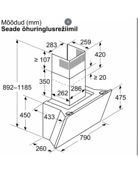 Õhupuhastaja bosch, seina, 80 cm, 438m³/h, must-foto6