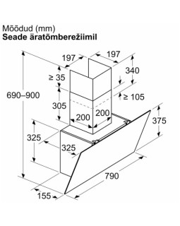 Õhupuhastaja bosch, seina, 80 cm, 430m³/h, must-foto6