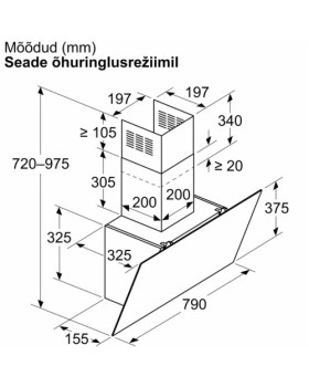 Õhupuhastaja bosch, seina, 80 cm, 430m³/h, must-foto7