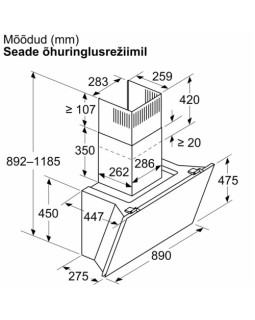 Õhupuhastaja bosch, seina, 90 cm, 437m³/h, must-foto6