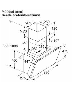 Õhupuhastaja bosch, seina, 90 cm, 437m³/h, must-foto7