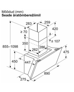 Õhupuhastaja bosch, seina, 90 cm, 437m³/h, must-foto7