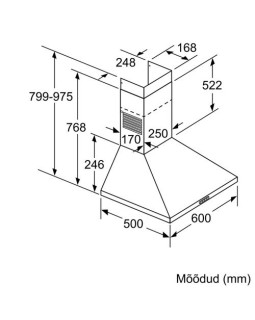 Õhupuhastaja bosch, seina, 60 cm, 365 m³/h, 66 db, rv teras-foto6