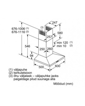 Õhupuhastaja bosch, seina, 60 cm, 610 m³/h, 62 db, rv teras-foto4