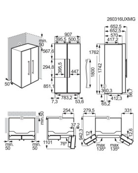 Külmik electrolux, side-by-side, 177 cm, 347/185 l, 39 db, puutetundlik, nofrost, must-foto6