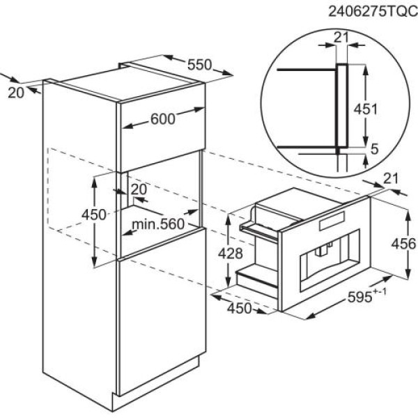 Espresso kohvimasin electrolux, integreeritav, automaatne piimavahustaja, matt must