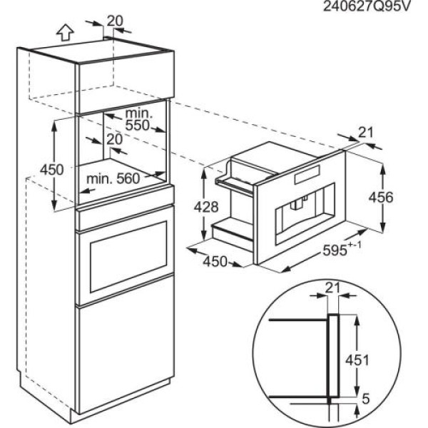 Espresso kohvimasin electrolux, integreeritav, automaatne piimavahustaja, matt must