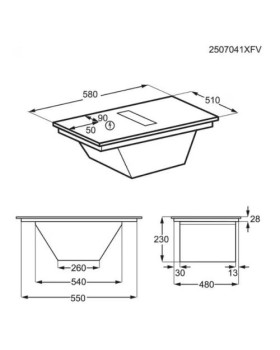 Õhupuhastiga pliidiplaat electrolux, 4 x induktsioon, 58 cm, 630 m3/h, 66 db, lõigatud servad, must-foto3