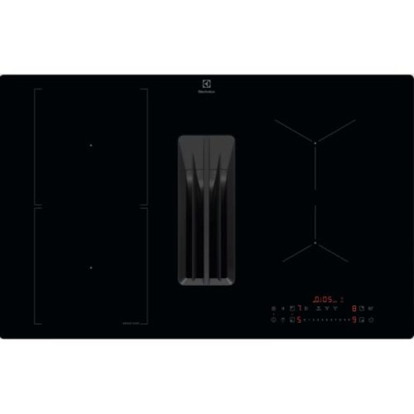 Õhupuhastiga pliidiplaat electrolux, 4 x induktsioon, 80 cm, 650 m3/h, 66 db, lõigatud servad, must