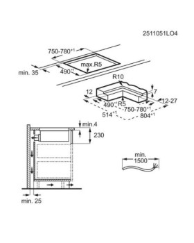 Õhupuhastiga pliidiplaat electrolux, 4 x induktsioon, 80 cm, 650 m3/h, 66 db, lõigatud servad, must-foto3