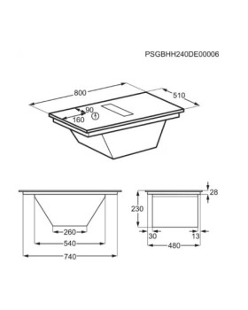 Õhupuhastiga pliidiplaat electrolux, 4 x induktsioon, 80 cm, 650 m3/h, 66 db, lõigatud servad, must-foto5