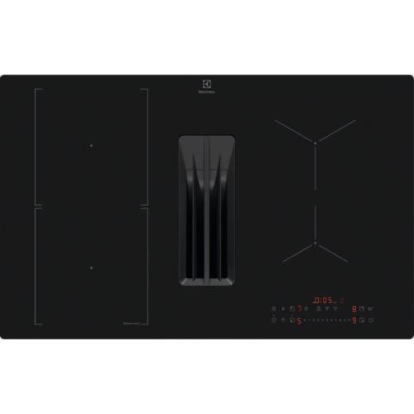 Õhupuhastiga pliidiplaat electrolux, 4 x induktsioon, 80 cm, saphirmatt se, 650 m3/h, 71 db, lõigatud servad