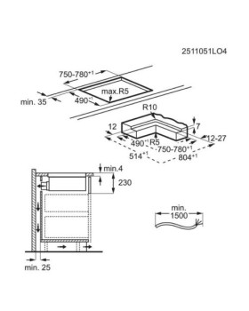 Õhupuhastiga pliidiplaat electrolux, 4 x induktsioon, 80 cm, saphirmatt se, 650 m3/h, 71 db, lõigatud servad-foto3