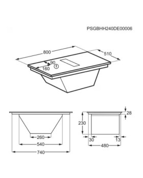 Õhupuhastiga pliidiplaat electrolux, 4 x induktsioon, 80 cm, saphirmatt se, 650 m3/h, 71 db, lõigatud servad-foto5