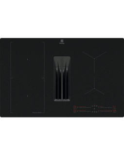 Õhupuhastiga pliidiplaat electrolux, 4 x induktsioon, 80 cm, 650 m3/h, 71 db, lõigatud servad, matt must