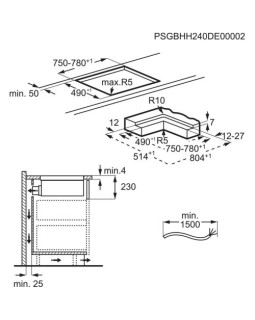 Õhupuhastiga pliidiplaat electrolux, 4 x induktsioon, 80 cm, 650 m3/h, 71 db, lõigatud servad, matt must-foto4