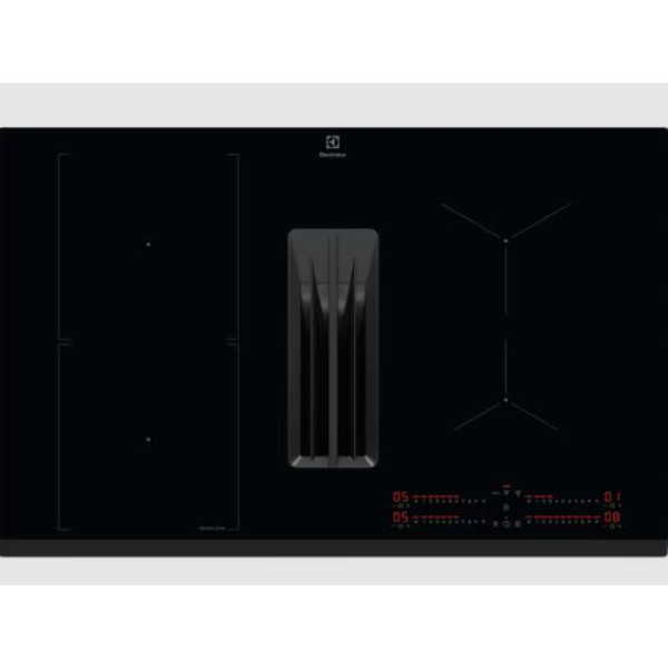 Õhupuhastiga pliidiplaat electrolux, 4 x induktsioon, 81 cm, 650 m3/h, 66 db, faasitud servad, must