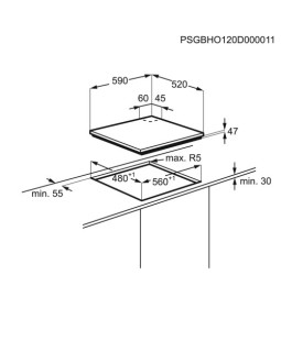 Pliidiplaat electrolux, 4x gaas, 60 cm, lõigatud serv-foto2
