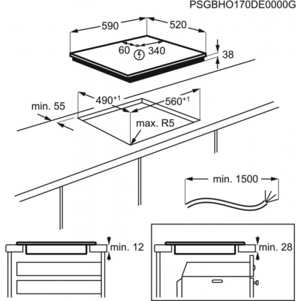 Pliidiplaat electrolux, 3 x hilight, 60 cm Kodumasinad