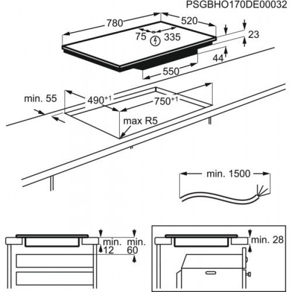 Pliidiplaat electrolux, 4 x induktsioon, flexi tsoon, 78 cm, hob2hood, faasitud esiserv, must Kodumasinad