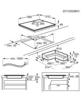 Pliidiplaat electrolux, 4 x induktsioon, 60 cm, hob2hood, saphirmatt se, lõigatud servad-foto3