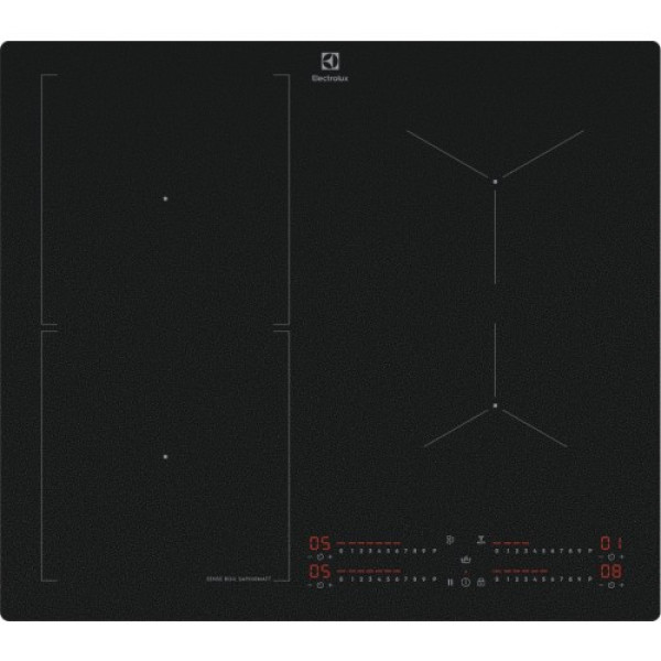 Pliidiplaat electrolux, 4 x induktsioon, 60 cm, hob2hood, matt must, lõigatud servad