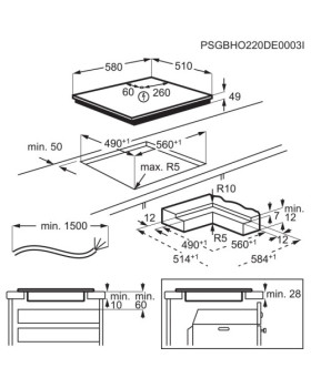 Pliidiplaat electrolux, 4 x induktsioon, 60 cm, hob2hood, matt must, lõigatud servad-foto4