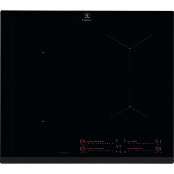 Pliidiplaat electrolux, 4 x induktsioon, 60 cm, hob2hood, faasitud esiserv, must