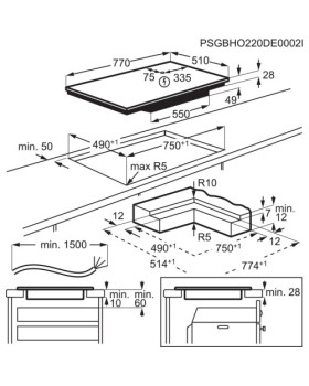 Pliidiplaat electrolux, 4 x induktsioon, 77 cm, hob2hood, matt must, lõigatud servad-foto6