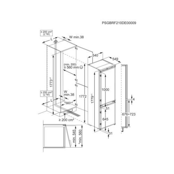 Külmik electrolux, integreeritav, 177,2 cm, 186/62 l, 35db, nofrost, valge