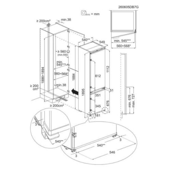 Külmik electrolux 800, integreeritav, 188 cm, 35 db, valge