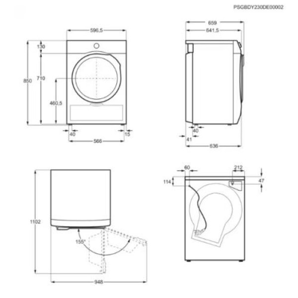 Kuivati electrolux soojuspumbaga, 9 kg, inverter, must