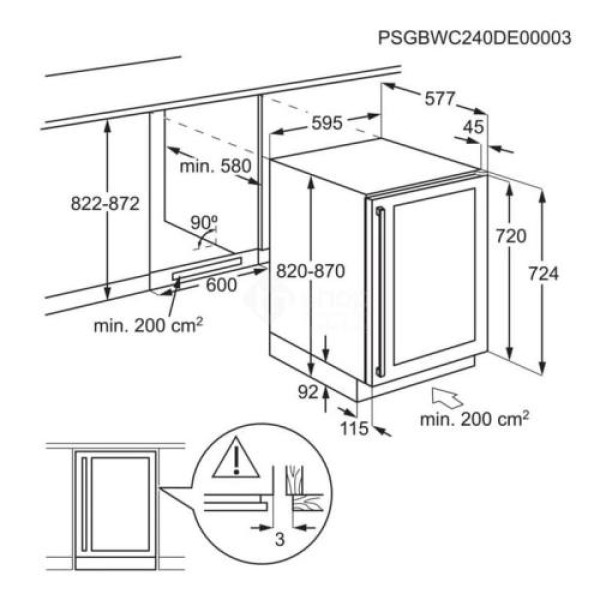 Veinikülmik electrolux 82 cm, integreeritav, puutejuhtimine, must+klaas