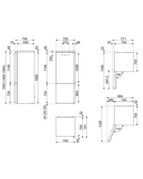 Külmik smeg colonial, 195 cm, 344/137 l, 36 db, elektrooniline juhtimine, noforst, vasak, antratsiit/messing-foto2