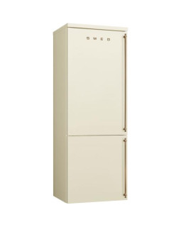 Külmik smeg colonial, 195 cm, 344/137 l, 36 db, elektrooniline juhtimine, vasak, kreem/messing