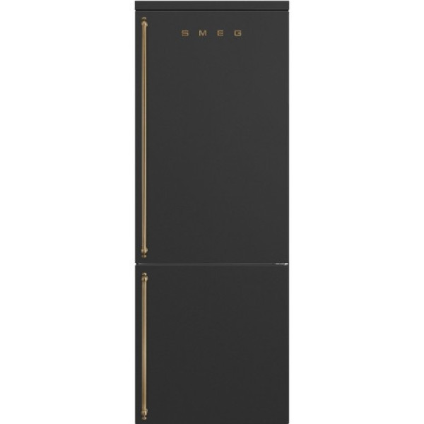 Külmik smeg colonial, 195 cm, 333/182 l, 42 db, elektrooniline juhtimine, noforst, parem, antratsiit/messing Kodumasinad