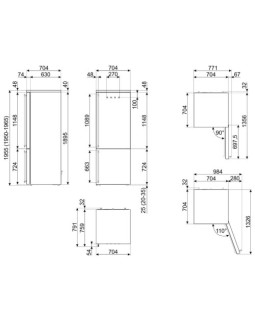 Külmik smeg colonial, 195 cm, 333/182 l, 42 db, elektrooniline juhtimine, noforst, parem, antratsiit/messing-foto6