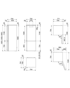 Külmik smeg colonial, 195 cm, 333/182 l, 42 db, elektrooniline juhtimine, noforst, parem, antratsiit/messing-foto6