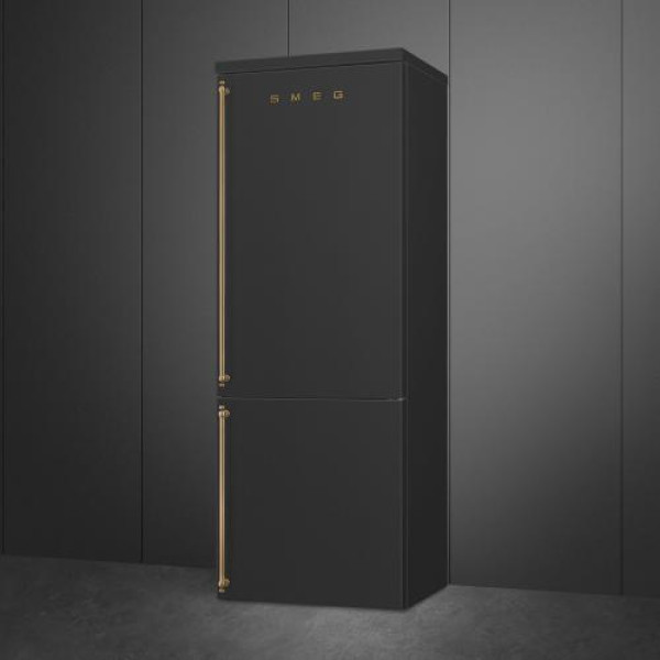 Külmik smeg colonial, 195 cm, 344/137 l, 36 db, elektrooniline juhtimine, noforst, parem, antratsiit/messing